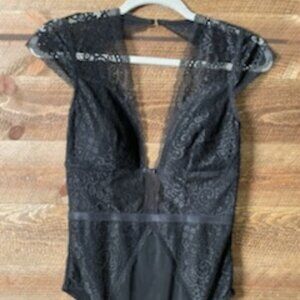 Black Lace BodySuit w/ Open Back by sophie b. intimates, Size Medium